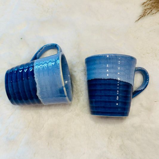 Nidia Shaded Blue Swirly Cups | Set of 2