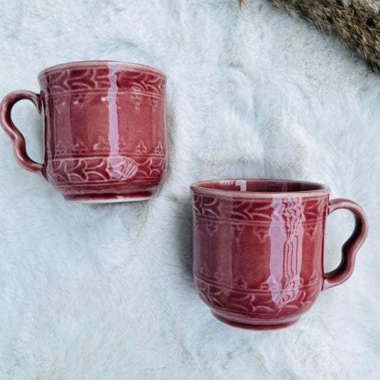 Olympia Embossed Tea Cups | Multiple Colors | Set of 2