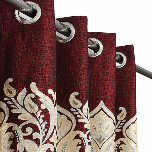 Maroon Royal Jute Curtains | 5ft, 9ft  | Set of 2