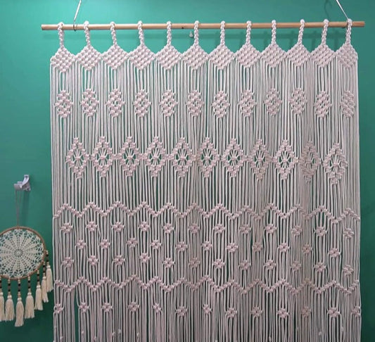 Geometric Macrame Rope Curtain with all over design