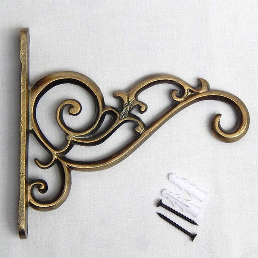 Brass Antique Metal Wall Hook Hanging Plant Bracket | Single, Set of 2 & Set of 4