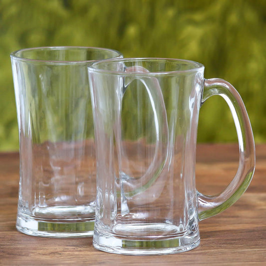Crystal Clear Glass Beer Mug with Heavy Base | Set of 2 | 350 ml