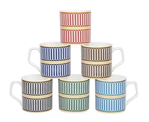 Indian Ceramic Multi Fence Tea Cup | Set of 6 | 160 ml