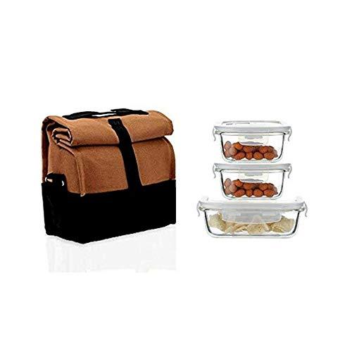 Glass Container Lunch Box | Set of 3 | Multiple colours