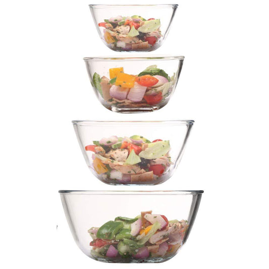 Borosilicate All-Purpose Mixing Bowls | Mixed Size Combo- Set of 4 (400 ml, 1L, 2.1L, 3.6L)