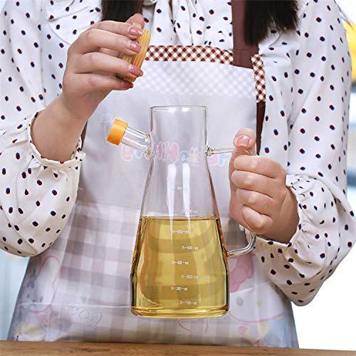 Bamboo Lid Oil Dispenser & Stoppers Bottle with Handle | 900 ML