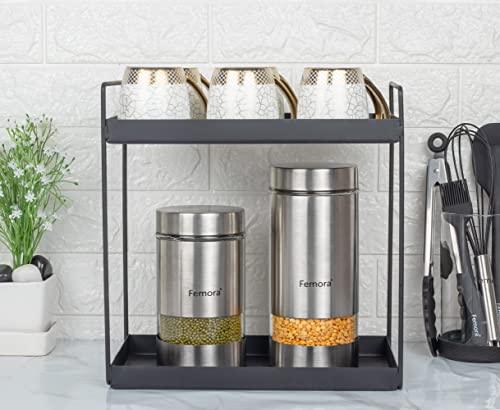 Metallic Clear Glass Kitchen Storage Jar | 1L