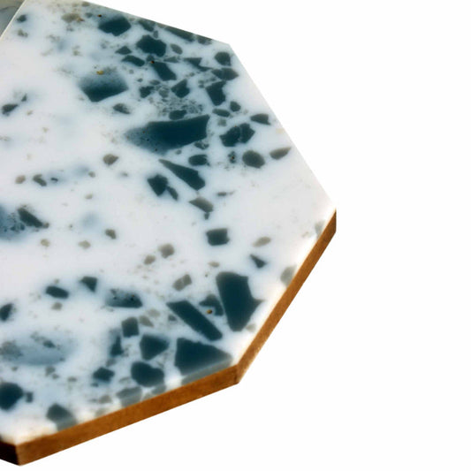 Green Hexagon Resin Coaster | Set of 4