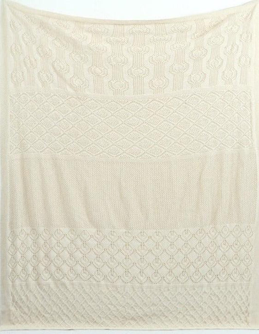 Cotton Knitted Throw | Cream Self Pattern