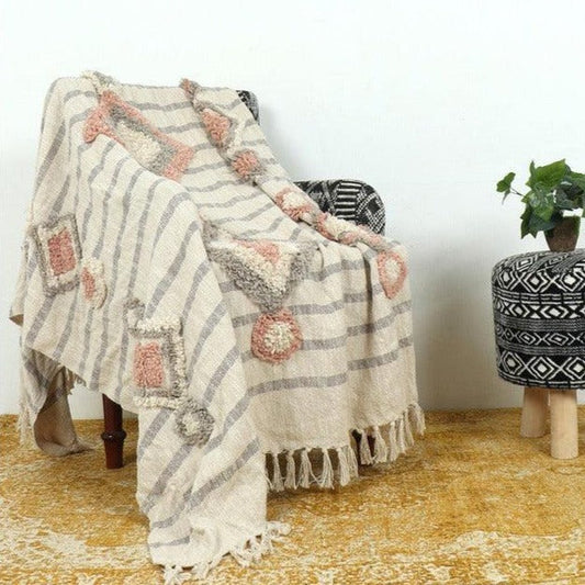 Cotton Knitted Throw | Bohemian Tufting