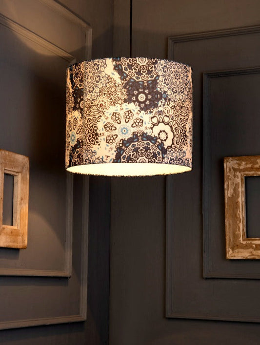 Blue Batik Print Round Hanging Shade