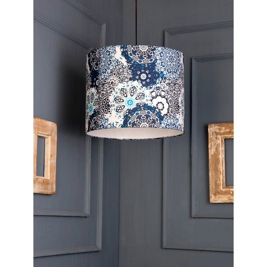 Blue Batik Print Round Hanging Shade