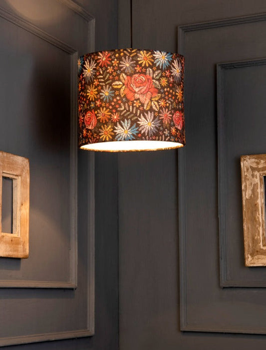 Black Floral Stitch Hanging Shade