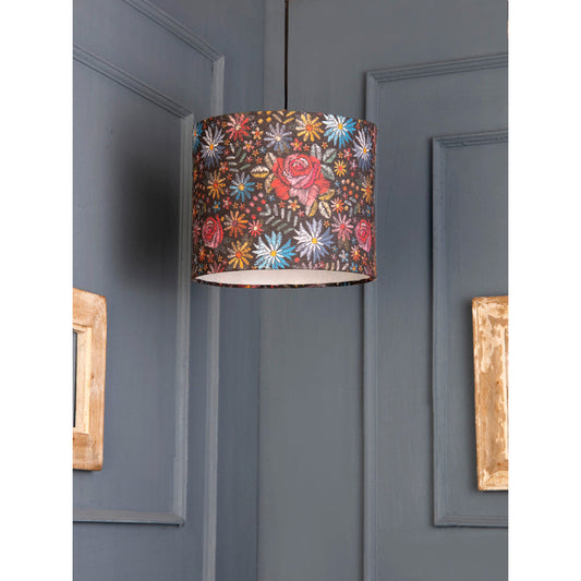 Black Floral Stitch Hanging Shade