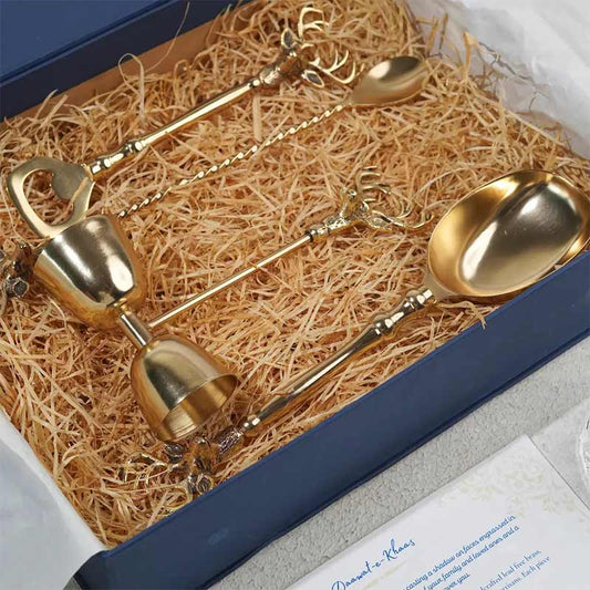 Saarang Bar Set | Lead-free Brass | Set of 4 | Silver