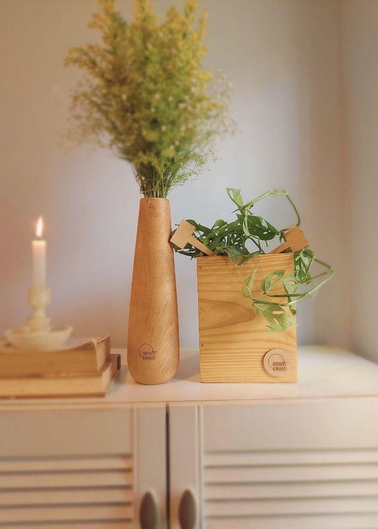 Wooden Vase | Made with Single wood piece