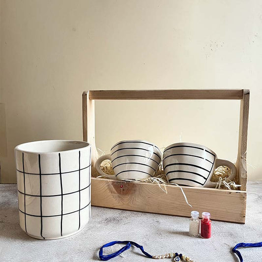 Monochrome Magic Rakhi Hamper Basket