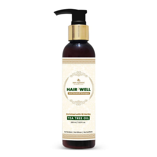 Deep Ayurveda HairWell Anti-dandruff Shampoo Enriched with 16 Herbs & Tea Tree Essential Oil - 200 ml
