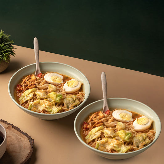 Mint Green Wheat Straw Ramen Bowls | Set of 2