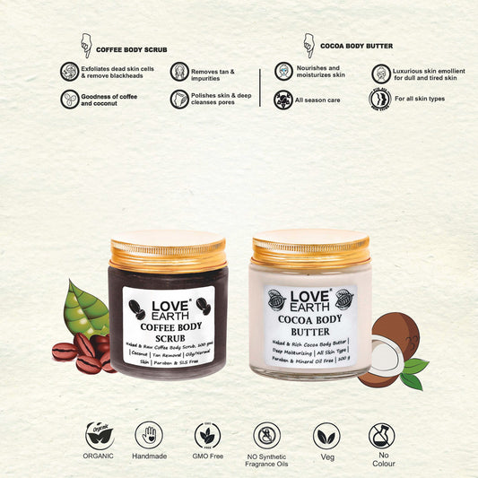 Love Earth Body Polish Kit – Coffee Body Scrub & Cocoa Body Butter