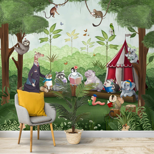 Jungle Class Room with Animals Wallpaper | Multiple Options