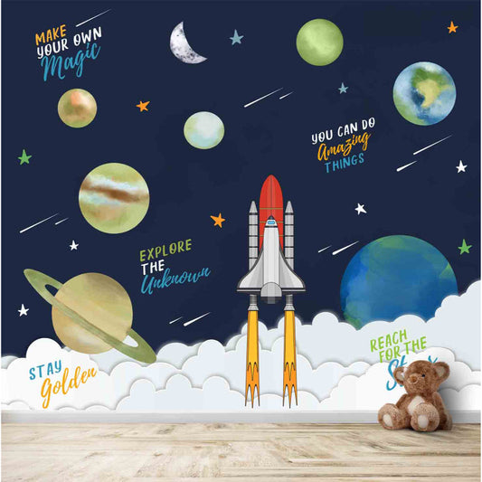 Space Theme Kids Room Wallpaper | Multiple Options