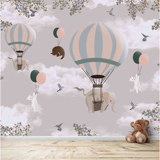 Flying Animals on Hot Air Balloons Wallpaper | Multiple Options