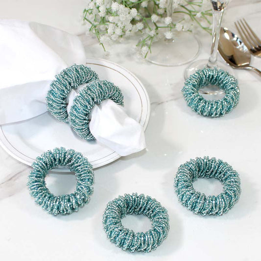 Modern Beaded Napkin Rings  | Set of 6 | Multiple Colors