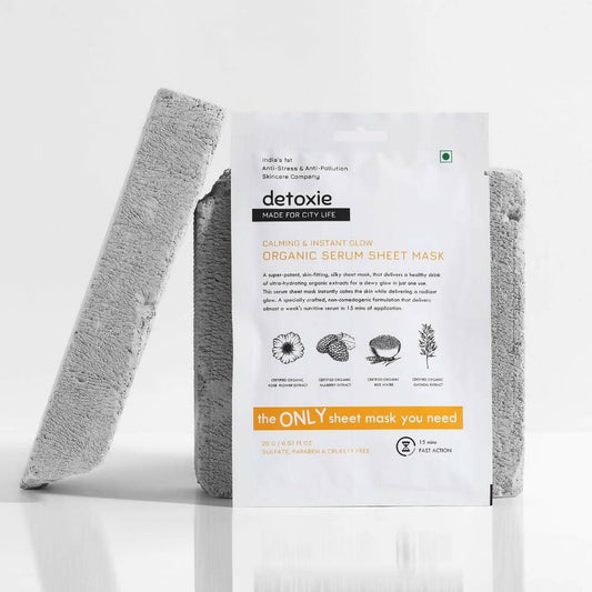 Detoxie Calming & Instant Glow Organic Serum Sheet Mask - 20 gms
