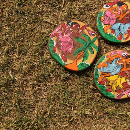 Handpainted Wooden Coasters | Set of 2