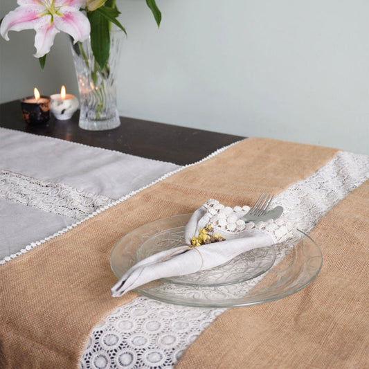 Lace Double sided table runner | Suitable For 4 ft & 6 ft Dining Tables| 60 Inches, 80 Inches