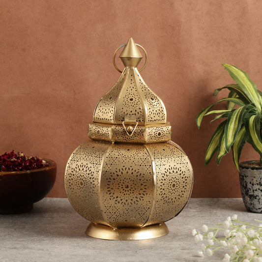 Gold Decorative Moroccan Lantern Candle Holder