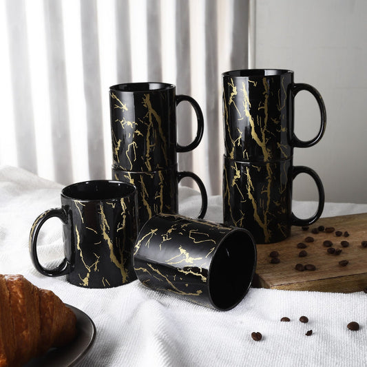 Ceramic Baroque Coffee Mugs | Set Of 6