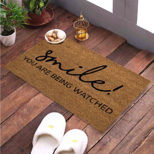 Chic Printed Coir Door Mats | Set of 2 (Smile & Good Vibes Only)