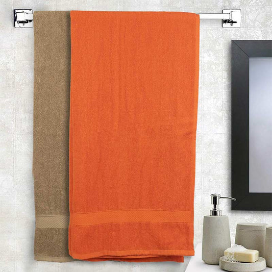 Biege & Orange Bath Towel | Set of 2