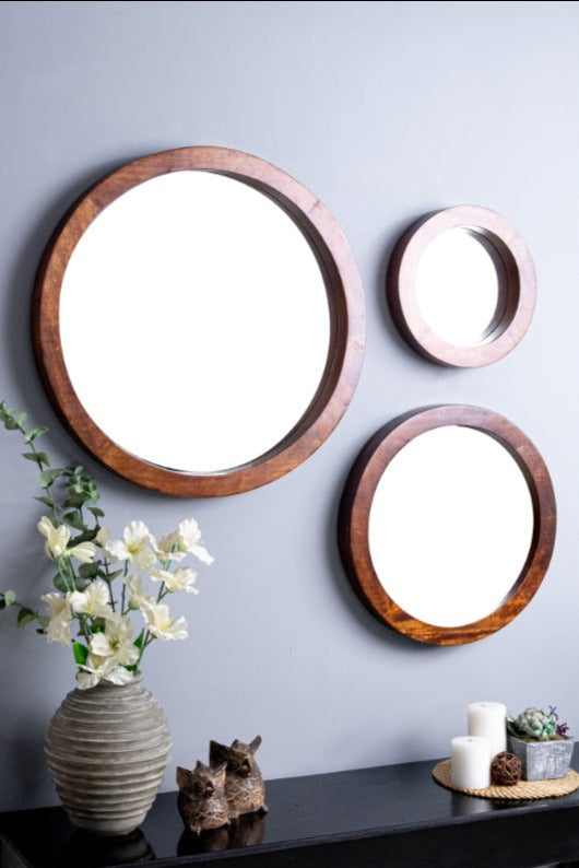 Amara Walnut Wall Mirror | Set of 3