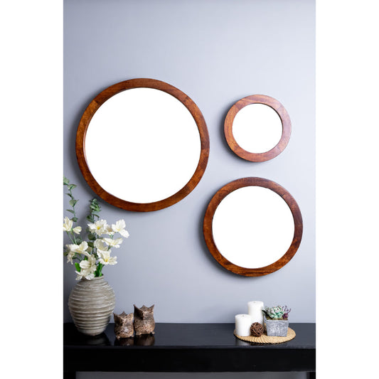 Amara Walnut Wall Mirror | Set of 3
