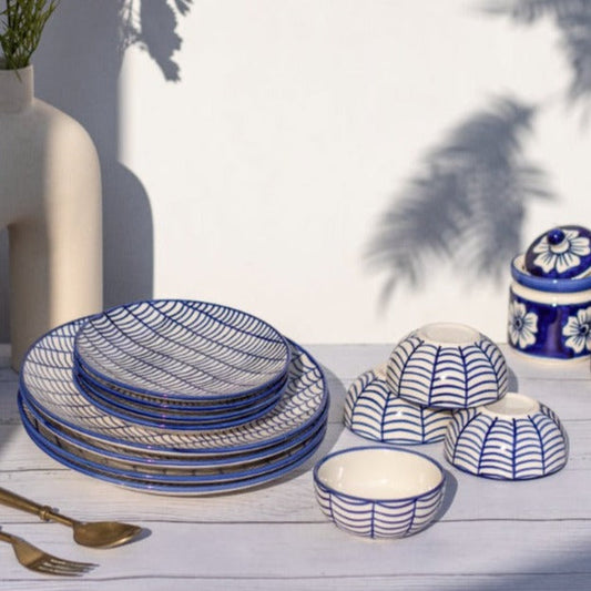Adoni Ceramic Handpainted Dinner Set | Set Of 12