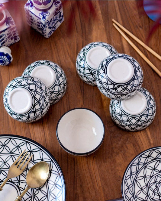 Aliana Ceramic Handcrafted Serving Bowls | Set Of 6