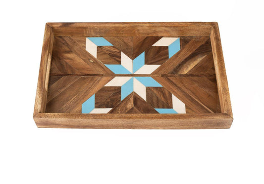 Blue & White Patterned Resin Tray