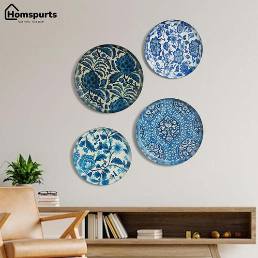 Blue Pottery Wall Art | Set of 4  | 10, 8 inches