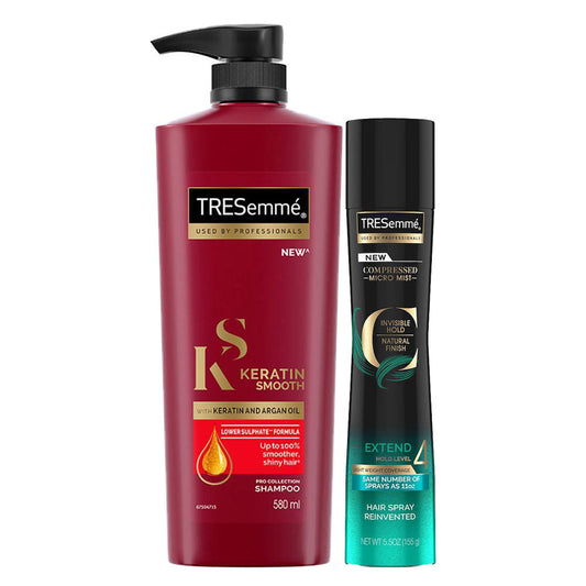 Tresemme Keratin Smooth Shampoo + Hold Level 4 Hair Spray Combo