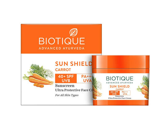 Biotique Advanced Ayurveda Bio Carrot 40+ SPF UVA/UVB Sunscreen Ultra Soothing Face Cream - 50 gms