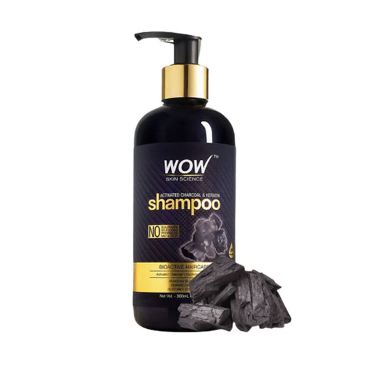 Wow Skin Science Activated Charcoal & Keratin Shampoo - 300 ml