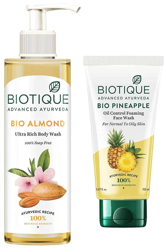 Biotique Bio Almond Body Wash And Bio Pineapple Face Wash Combo