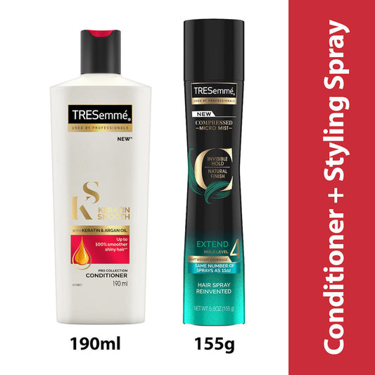 Tresemme Keratin Conditioner & Hold Level 4 Spray Combo