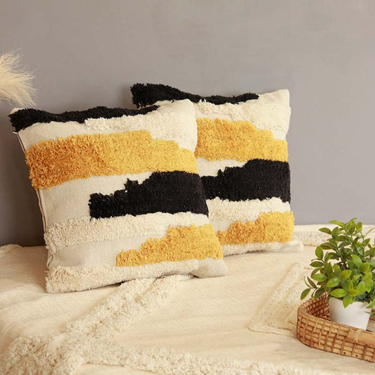 Abstract Designer Tufted Cushion Covers | 16 x 16 Inches | Set of 2