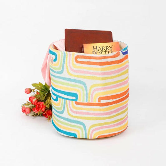 Abstract Colorful Printed Cotton Polyester Basket | 11x11 inches