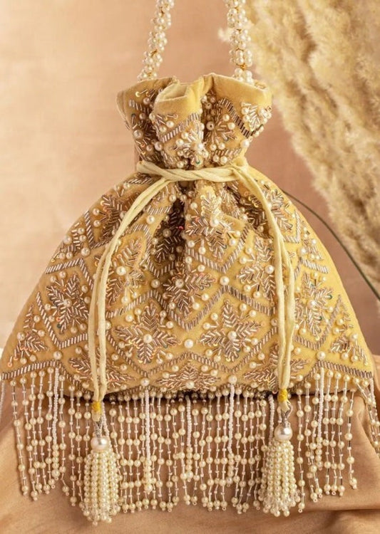 Bridal Potli Bag Designer Embroidered Potli Purse Indian Handbag Engagement Gifts KFP-7