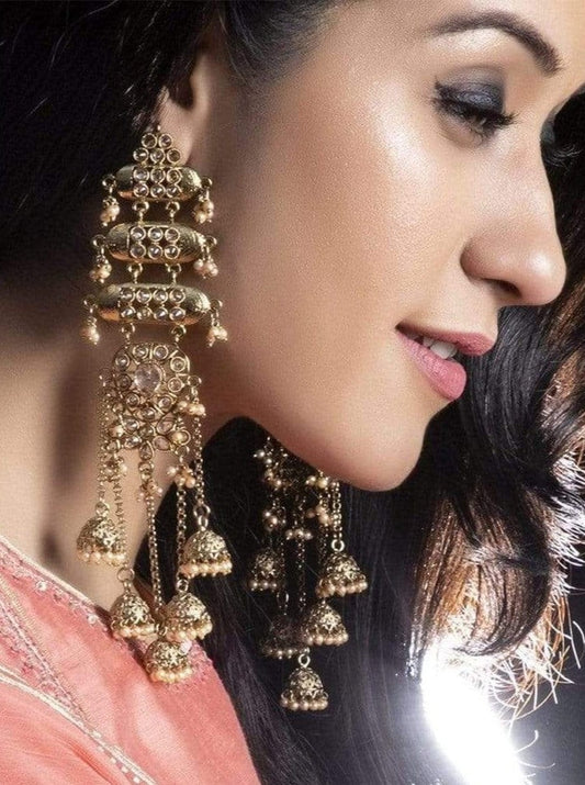 Meera Chopra in Rubans Gold Plated Pearl Embellished Jhumka